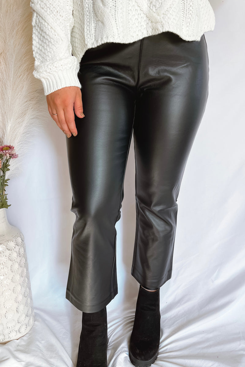 Simply Sophisticated High Rise Vegan Faux Leather Pant - Black