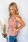 Brighter Days Smocked Floral Tank - Coral