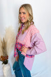 Rosie Oversized Plaid Top - Pink/Lavender