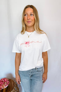 Mama Coquette Bow Graphic Tee - White