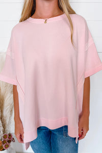 Sweet Innocence French Terry Oversize Top - Light Pink