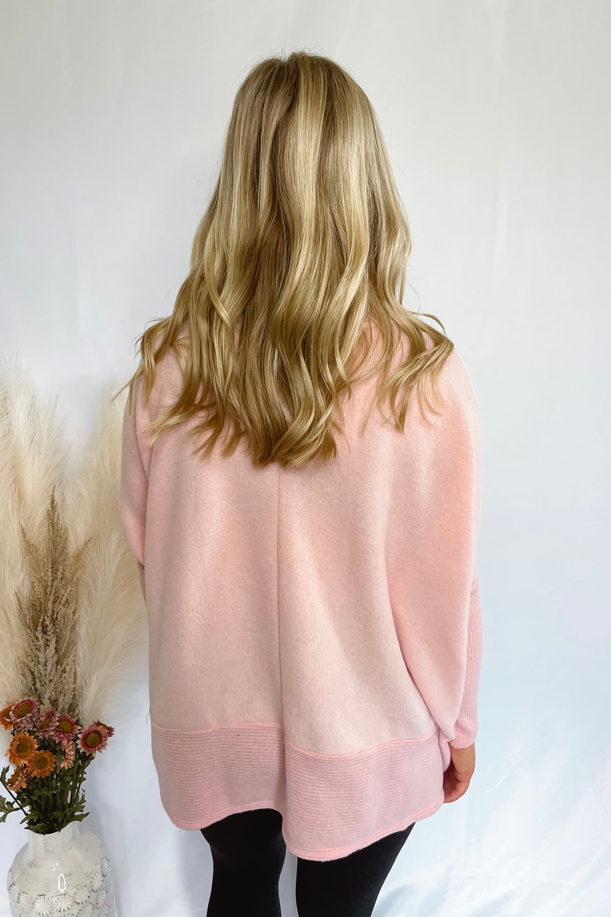 Let it Be Brushed Drawstring Pullover - Pink