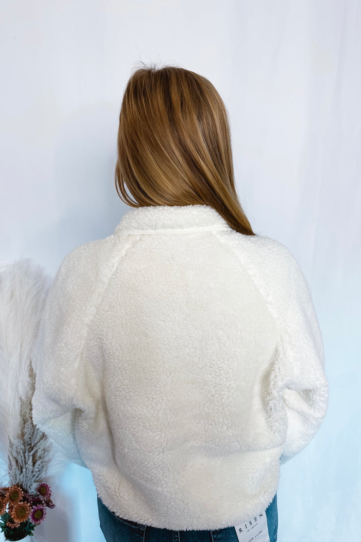 Too Cozy Sherpa Quarter Snap Pullover - Winter White