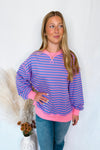 Bailey Striped Oversized Knit Top - Lavender/Pink