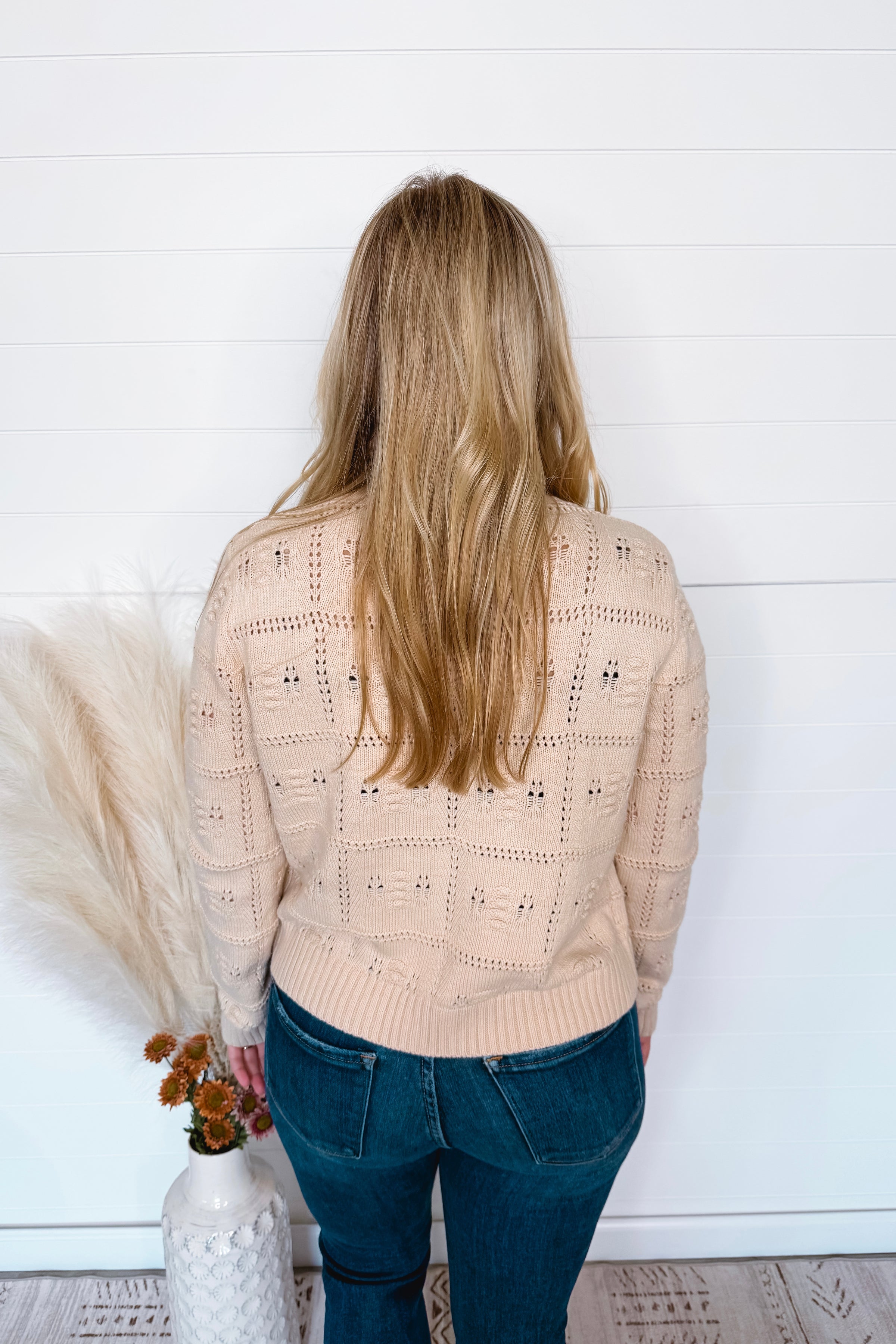 First Choice Textured Open Front Cardigan - Natural