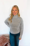 New York Chill Mock Neck Knit Sweater - Grey