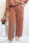 Falling Leaves Wide Leg Mineral Washed Pants - Chestnut