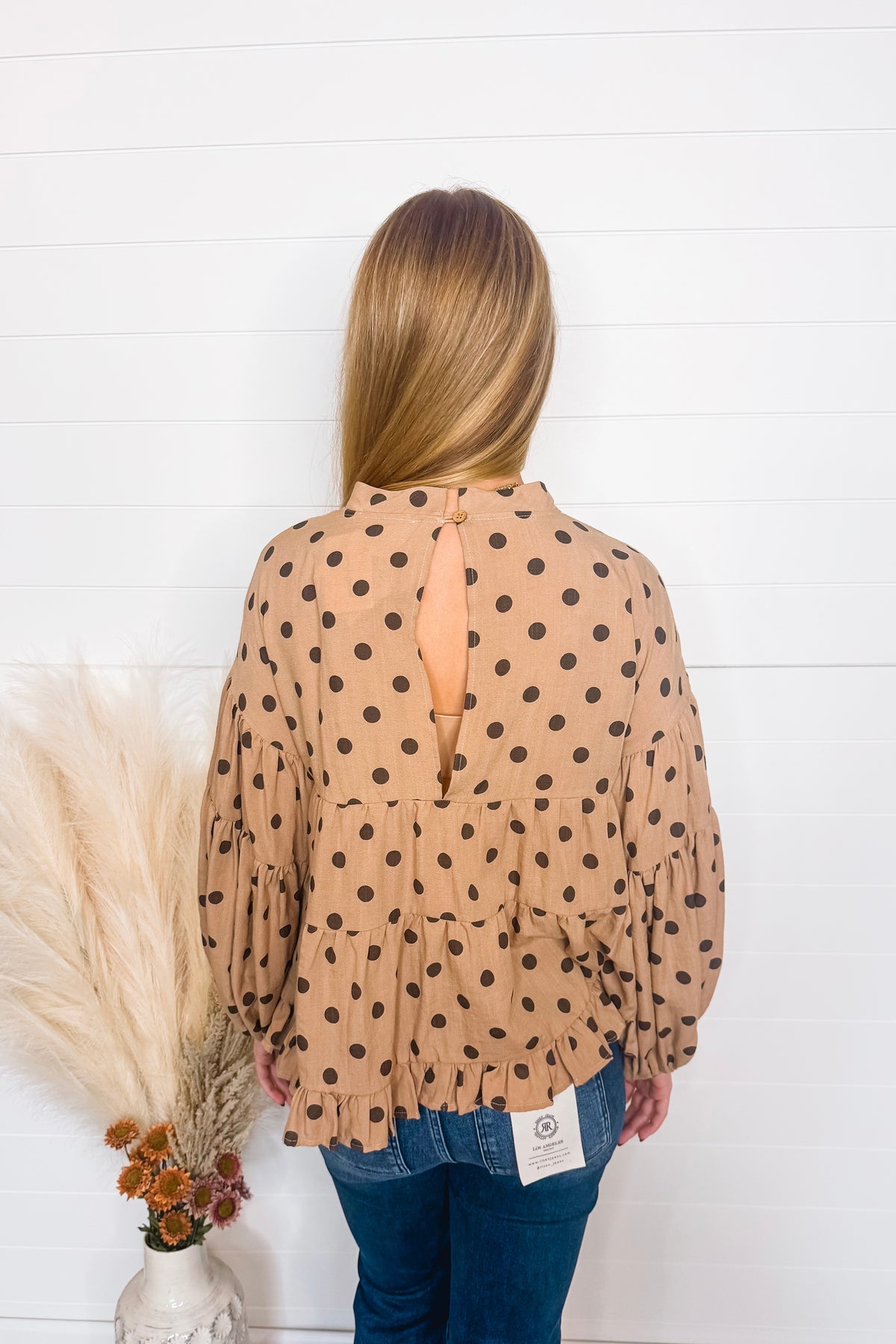 State Of Whimsy Polka Dot Blouse - Latte