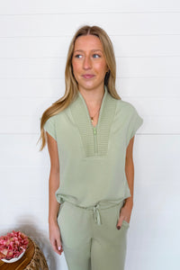 Sporty Spice Scuba Luxe Quarter Zip Up - Pistachio