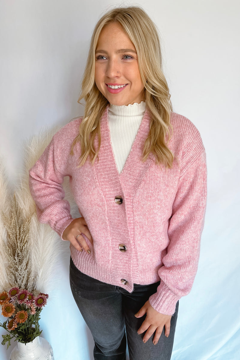 Cozy Love Knit Button Cardigan - Pink