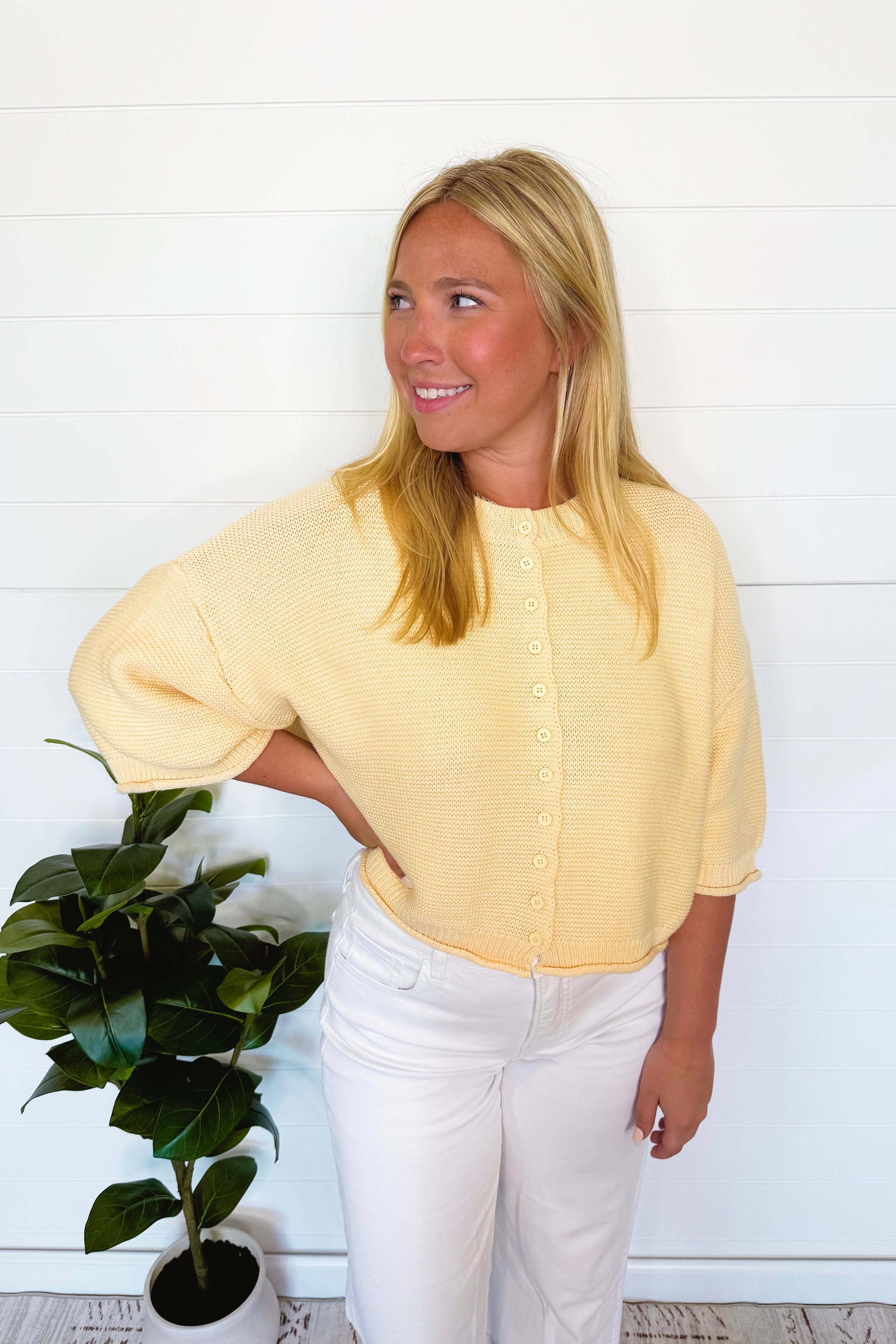 Landon Oversized Sweater Cardigan - Butter Yellow