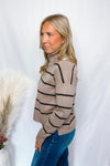 Hot Cocoa Striped Turtleneck Sweater - Mocha