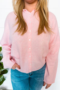 Sweet Breeze Lightweight Button Sweater - Light Pink