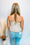 Sunny Charm Fringed Flutter Tank - Oatmeal