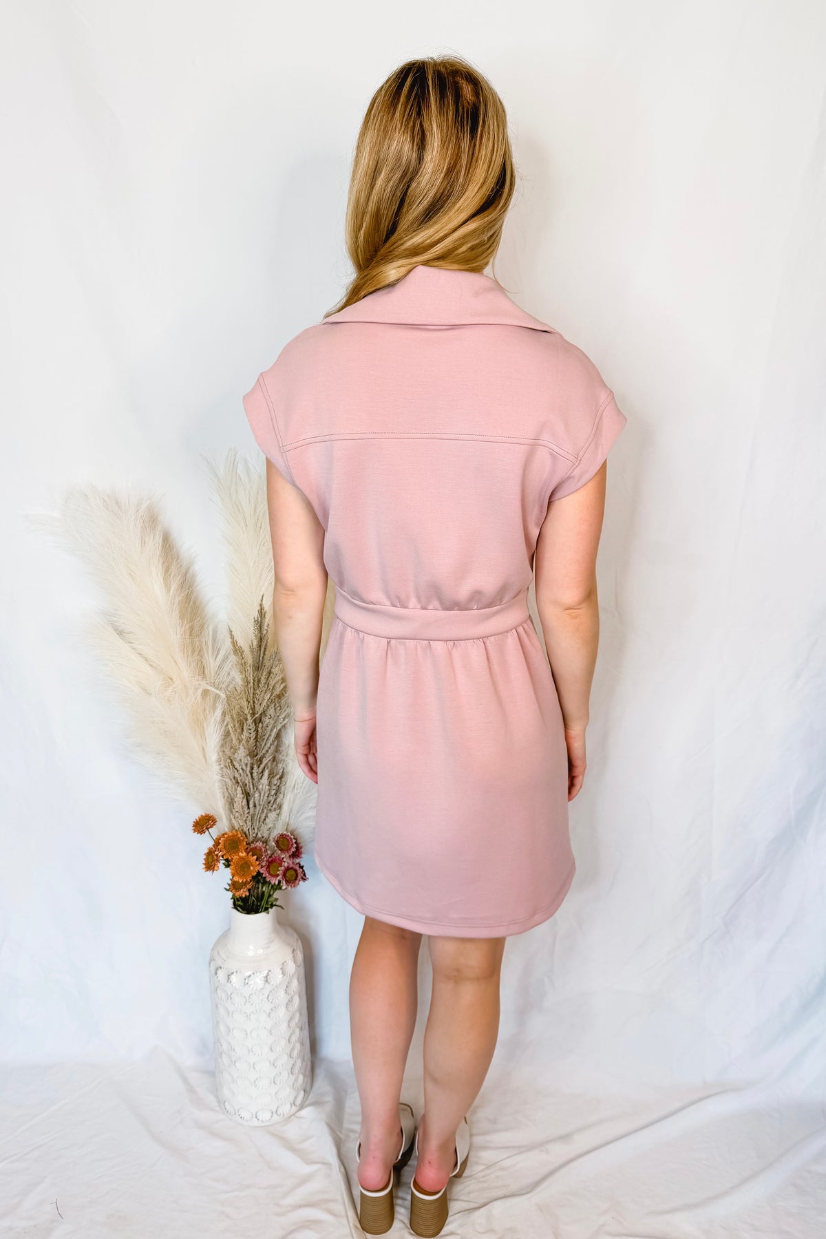 Evelyn Scuba Half Zip Mini Dress - Mauve