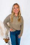 Positive Energy Henley Top - Olive