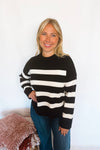 Warm Welcome Striped Sweater - Black/Cream
