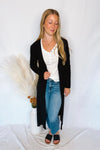 Gertie Ribbed Open Front Cardigan - Black