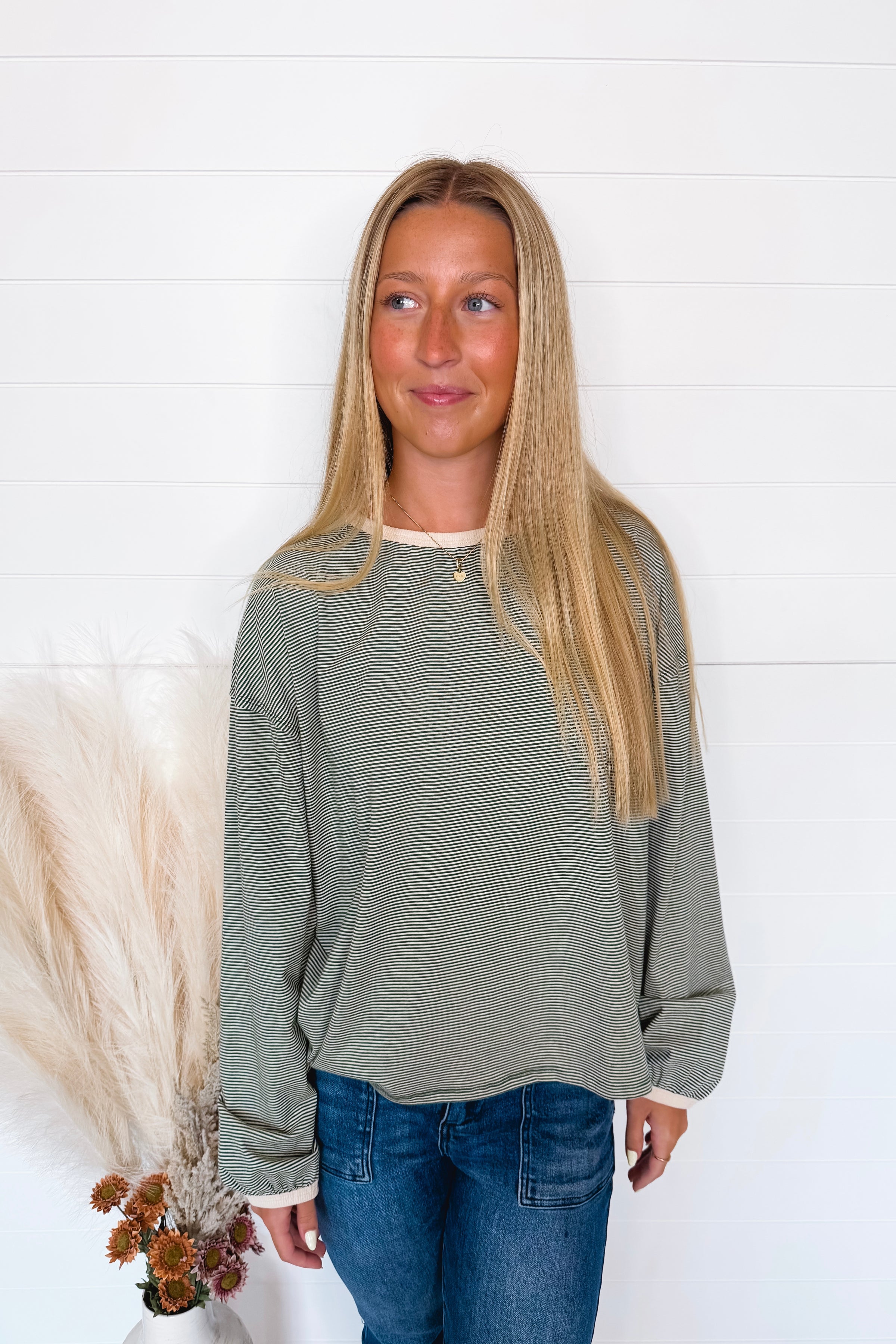 Kendall Striped Long Sleeve Top - Green