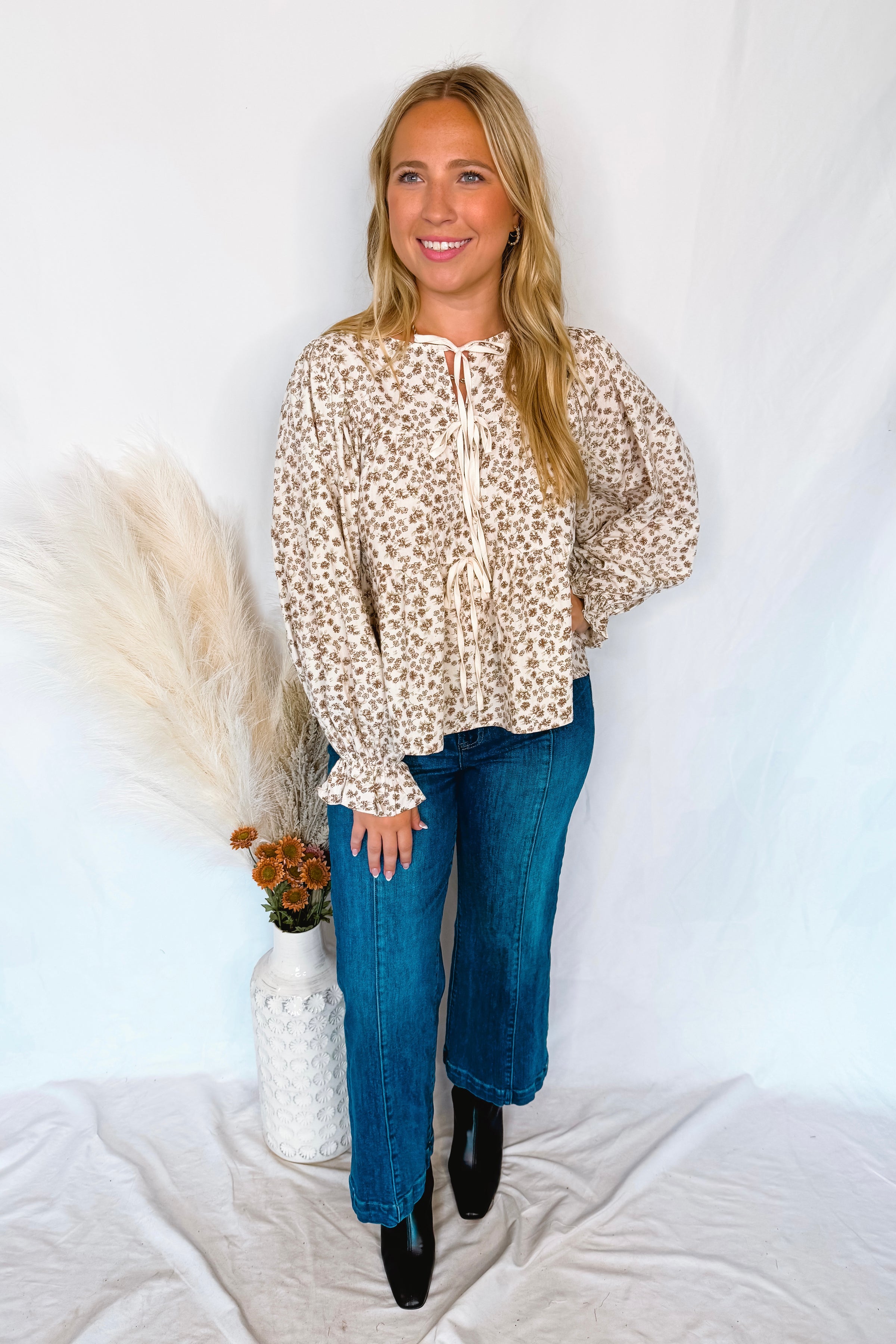 Little Bit Of Fall Peplum Blouse - Ivory