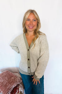 Snuggle Season Button Cardigan - Light Olive