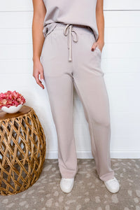 First Class Scuba Luxe Straight Pants - Mocha Cream