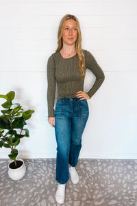 Addie High Rise Ankle Flare Risen Jeans - Dark Wash