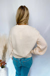 Pumpkin Embroidered Crew Neck Sweater - Ivory