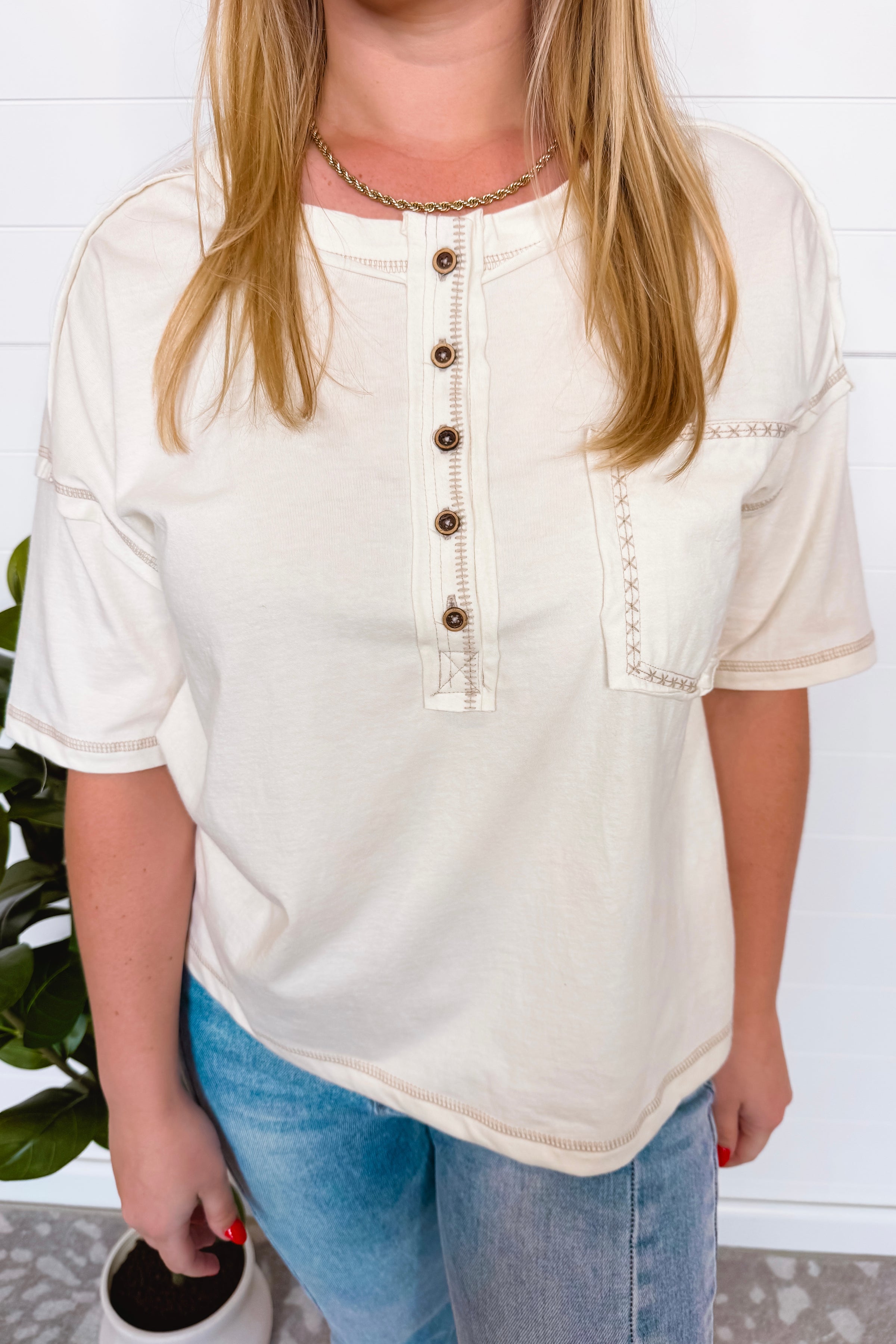 Instant Favorite Embroider Detail Top - Ivory