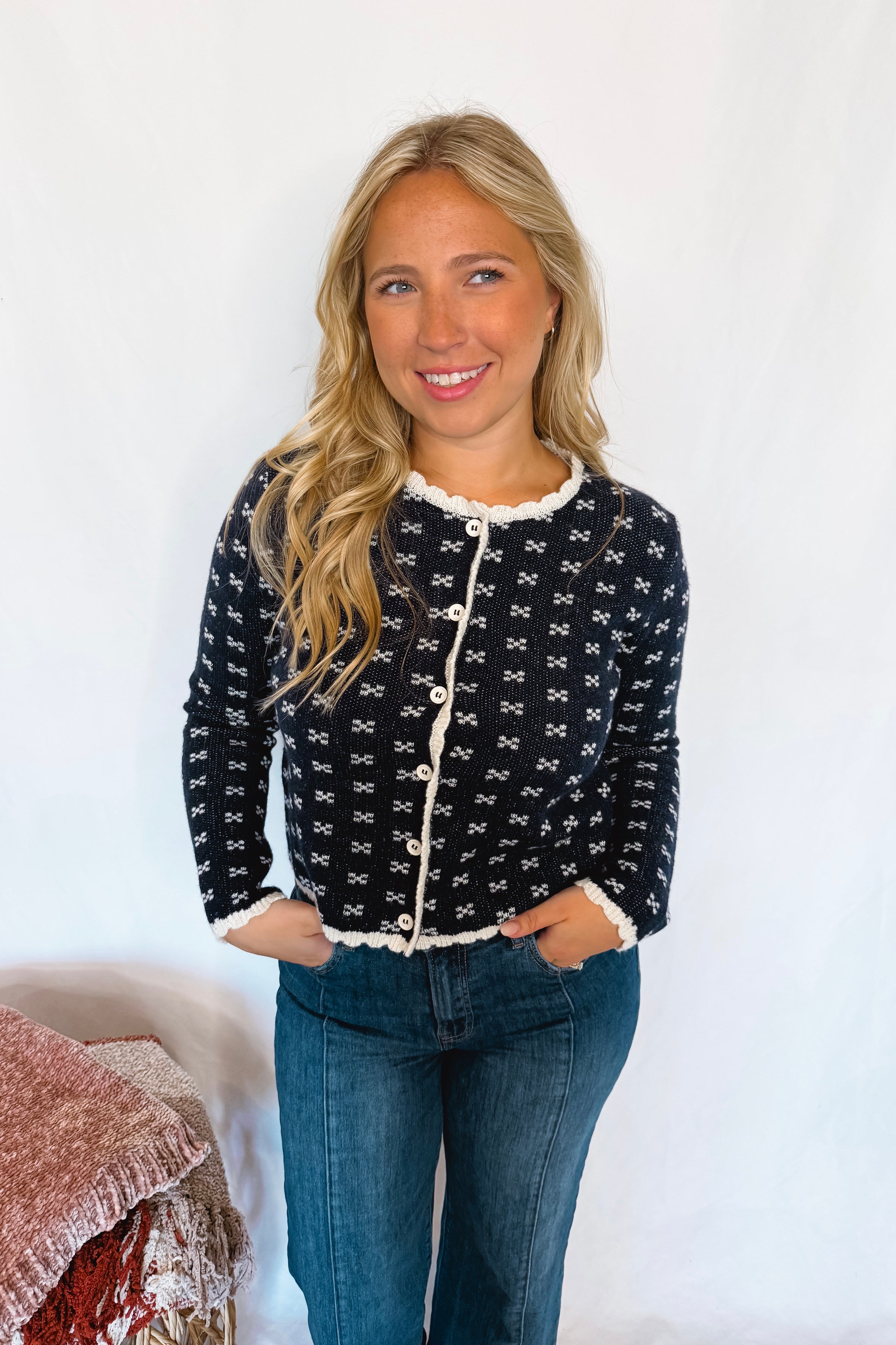 Perfectly Pretty Knit Button Cardigan - Navy