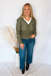 Cherished Moment Open Knit Zip Up - Olive