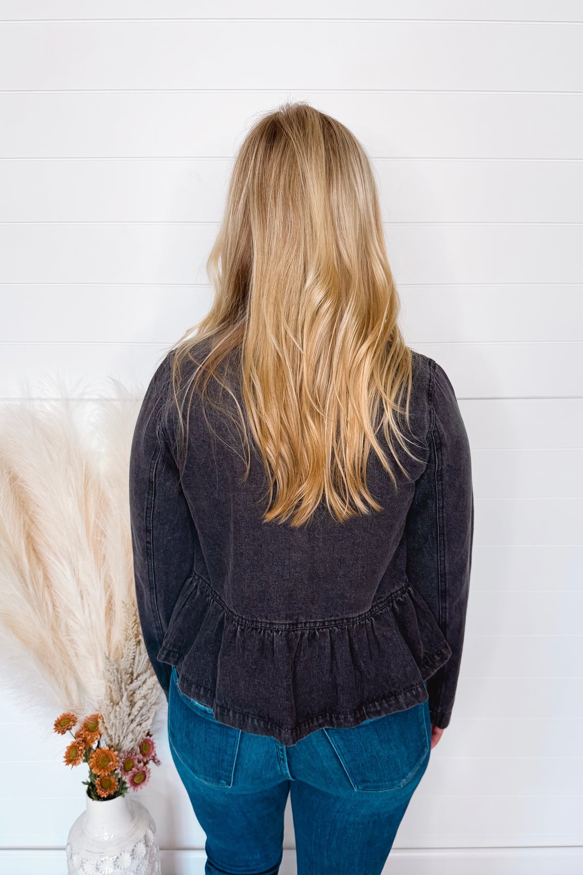 Scenic Hike Denim Peplum Jacket - Black