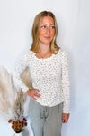 Dainty Delight Floral Lettuce Edge Top - Ivory/Blue
