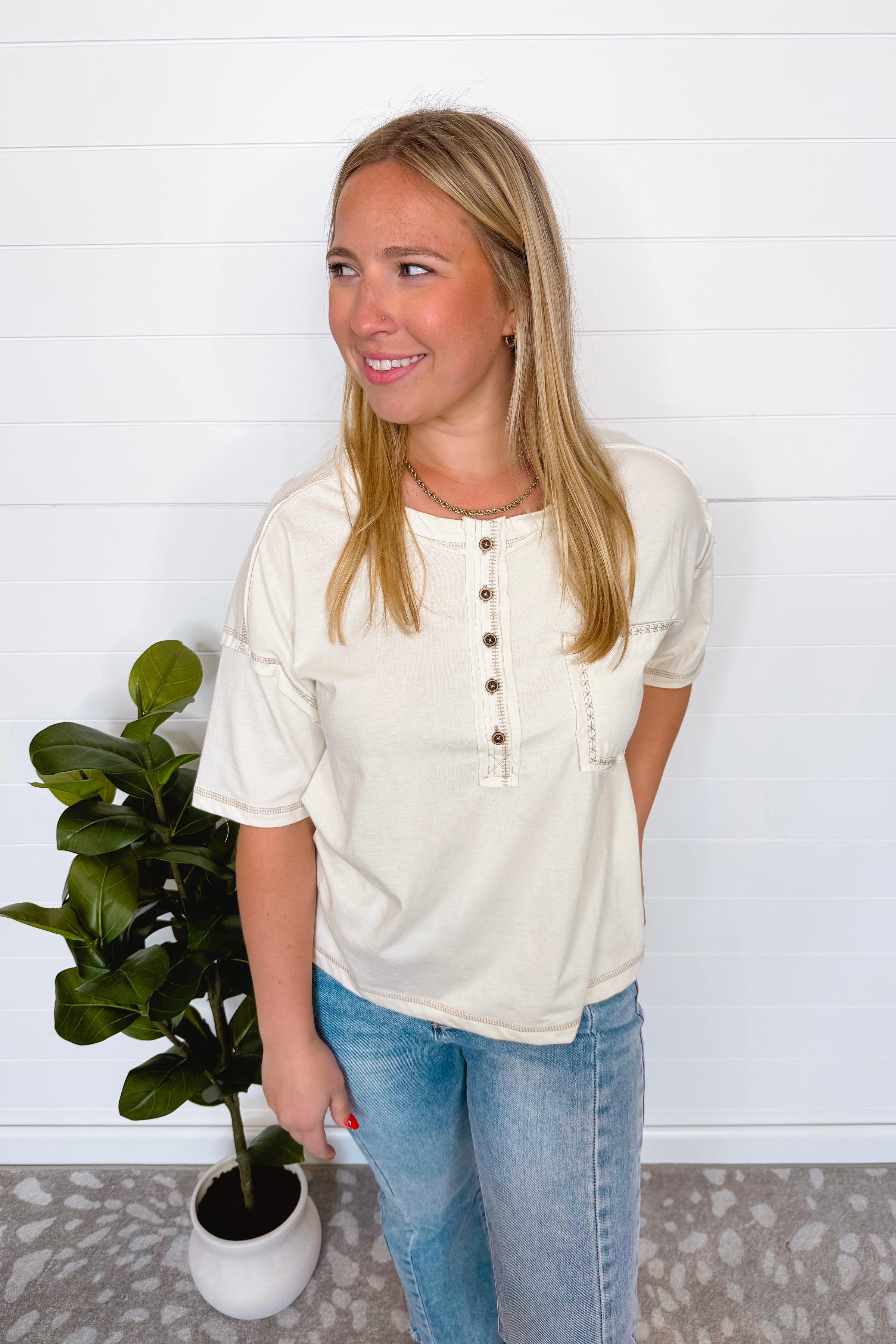 Instant Favorite Embroider Detail Top - Ivory