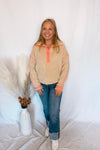 Staying Warm Sherpa Quarter Zip Pullover - Tan