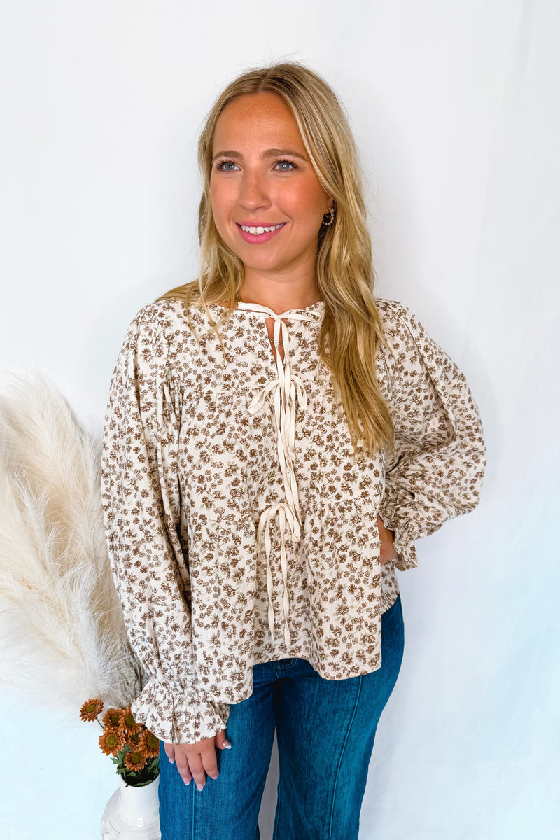 Little Bit Of Fall Peplum Blouse - Ivory