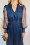 Winter Cheer Tulle Midi Dress - Midnight Blue