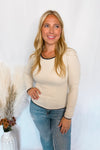 Follow Me Embroidery Stitched Top - Ivory/Black