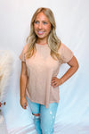 Simple Style Contrast Top - Dusty Mauve