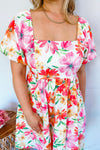 Pretty Petal Floral Mini Dress - Pink Multi