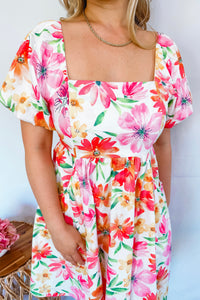 Pretty Petal Floral Mini Dress - Pink Multi