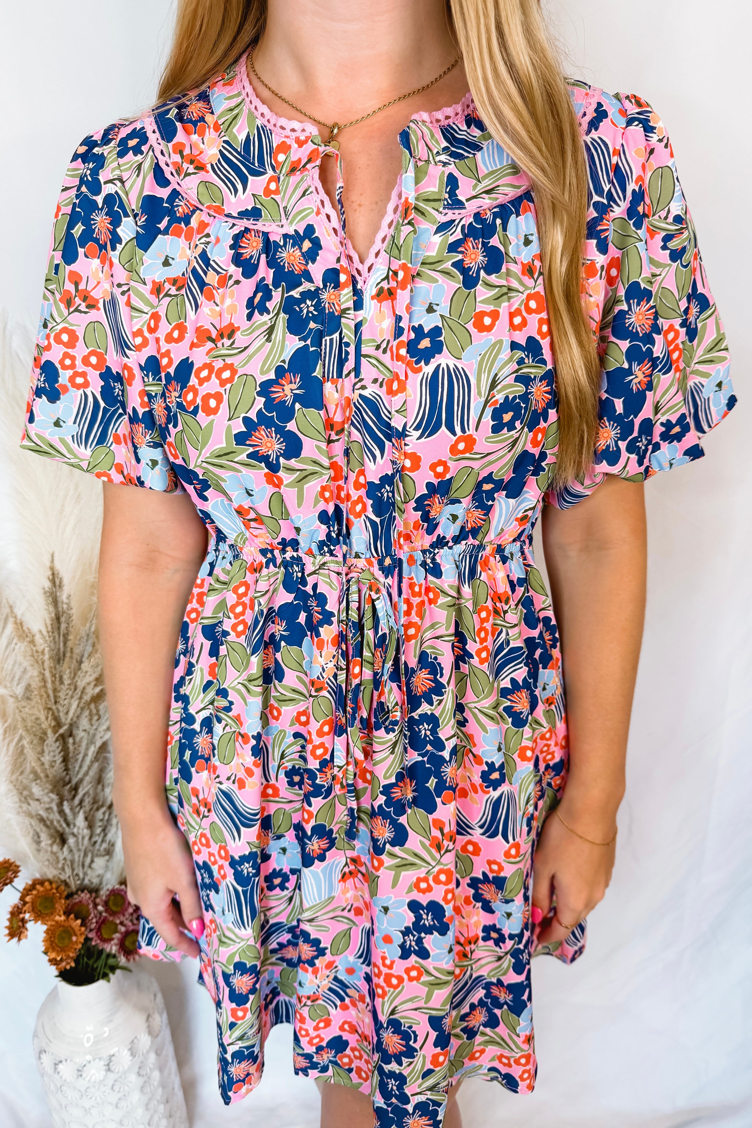 Sunny Villa Floral Mini Dress - Pink/Multi