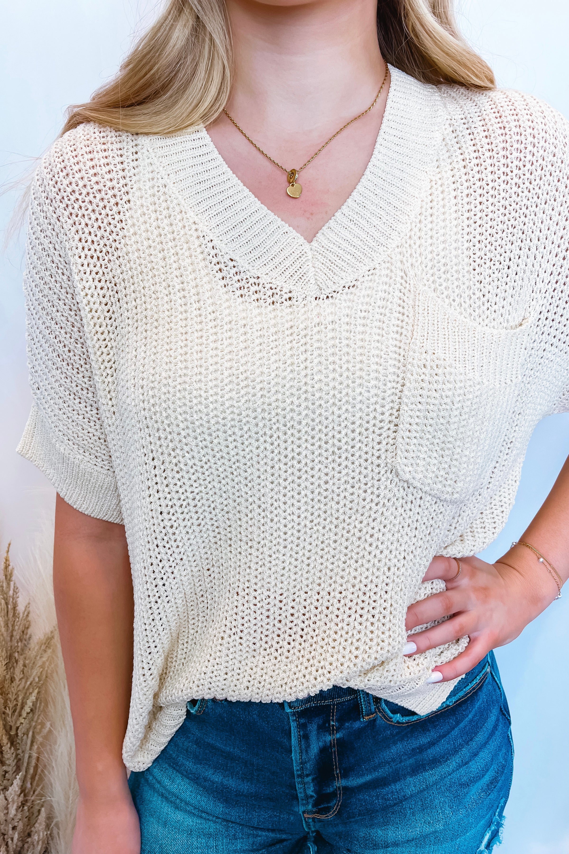 Finally Friday Loose Knit Top - Cream