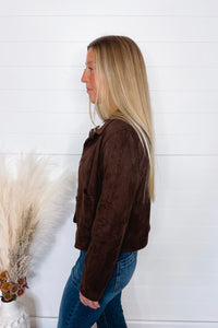 Major Icon Faux Suede Jacket - Dark Brown
