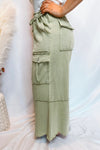 Madison Wide Leg Cargo Pants - Faded Olive