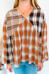 Pretty In Plaid V-Neck Babydoll Top - Mixed Plaid