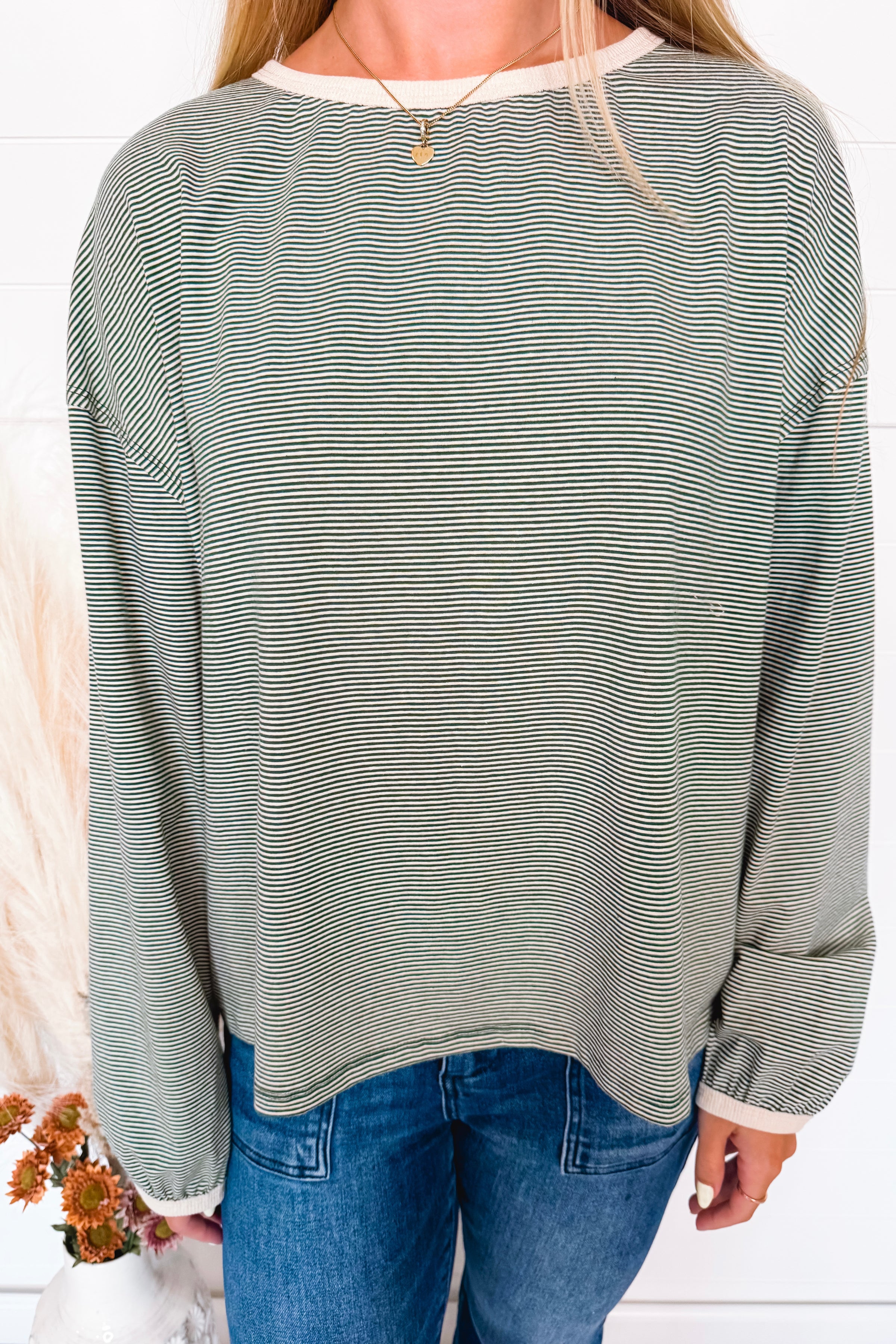 Kendall Striped Long Sleeve Top - Green