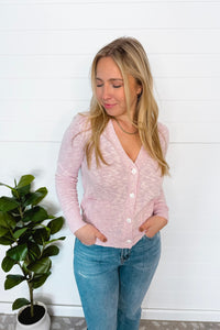 Sweet Comfort Lightweight Button Cardigan - Lilac