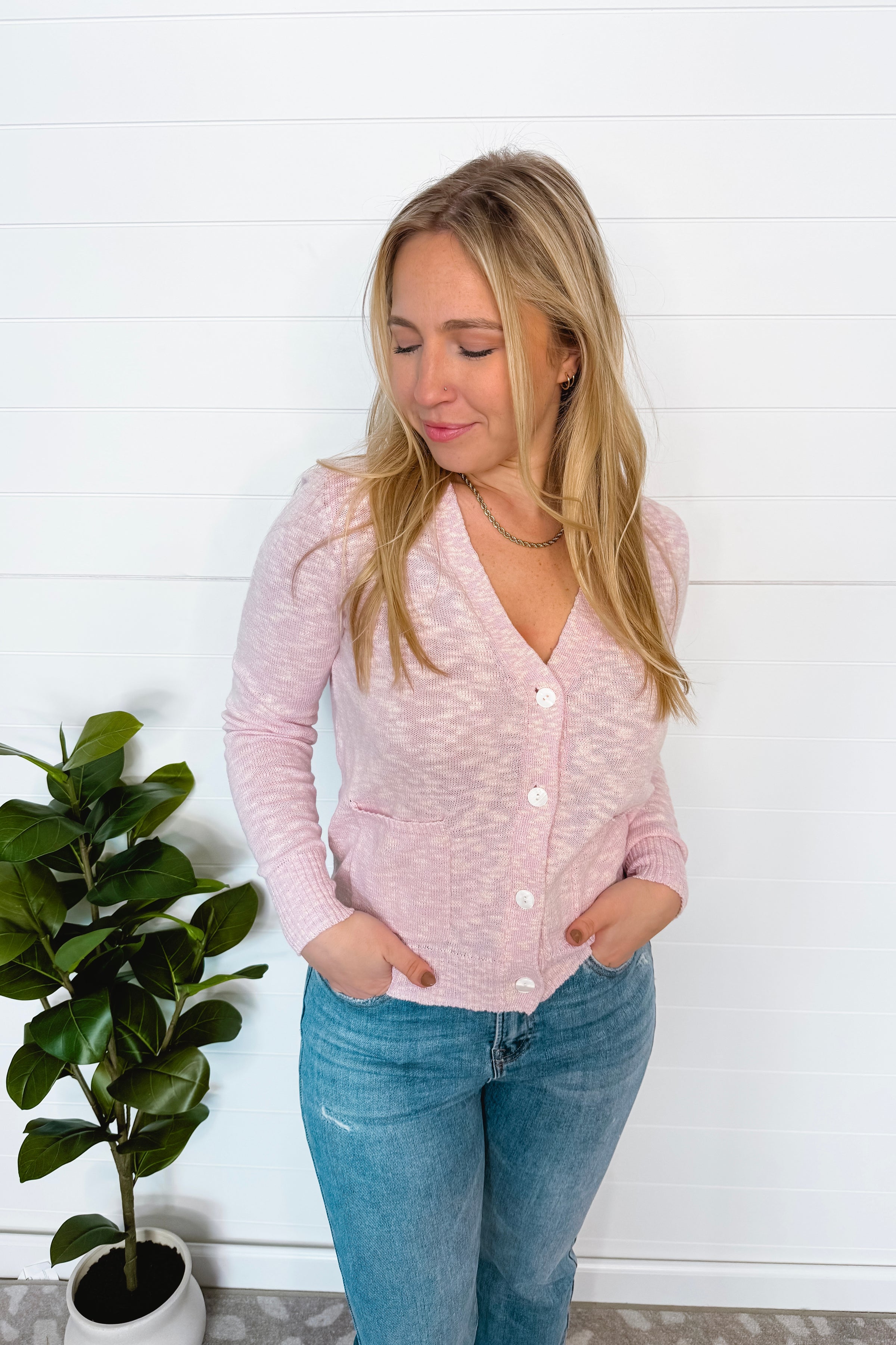 Sweet Comfort Lightweight Button Cardigan - Lilac