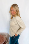 All My Days Mineral Washed Split Neck Top - Oatmeal